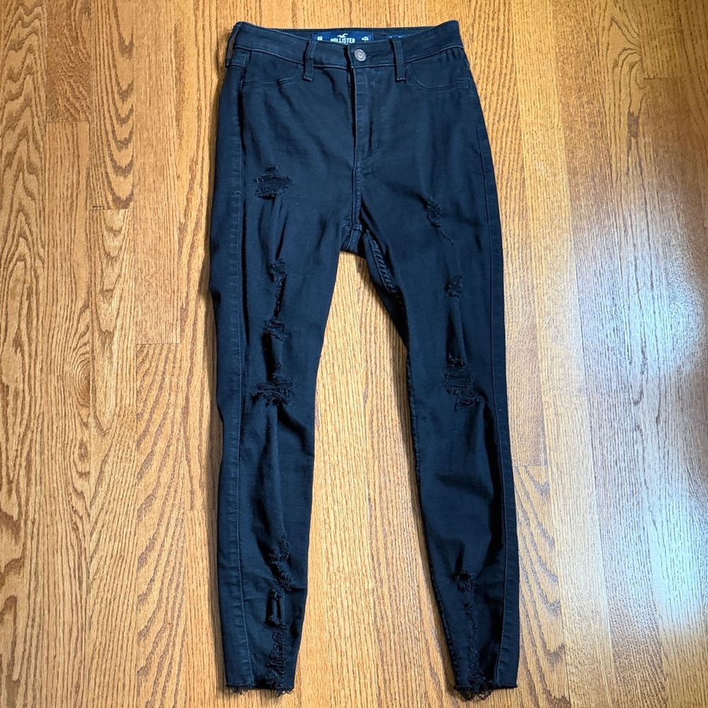 Hollister Stylish Black Distressed Women Jeans